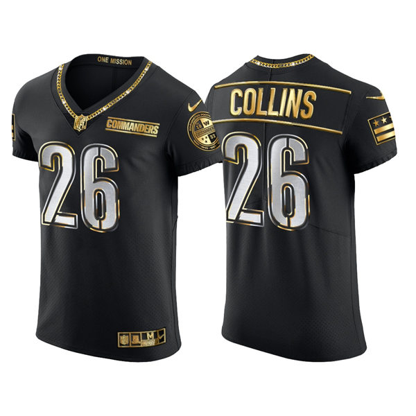 Mens Washington Commanders #26 Landon Collins Nike Black Golden Edition Vapor Limited Jersey