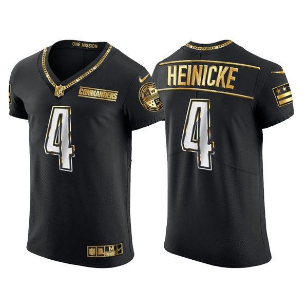 Mens Washington Commanders #4 Taylor Heinicke Nike Black Golden Edition Vapor Limited Jersey