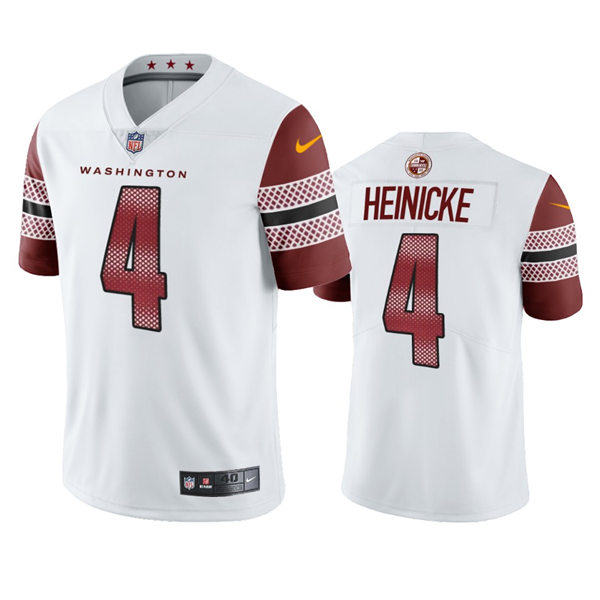 Mens Washington Commanders #4 Taylor Heinicke White Away Vapor Limited Jersey