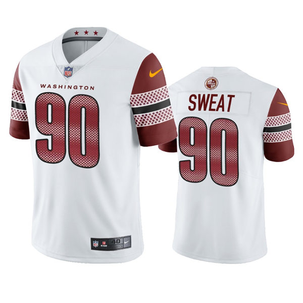 Mens Washington Commanders #90 Montez Sweat White Away Vapor Limited Jersey