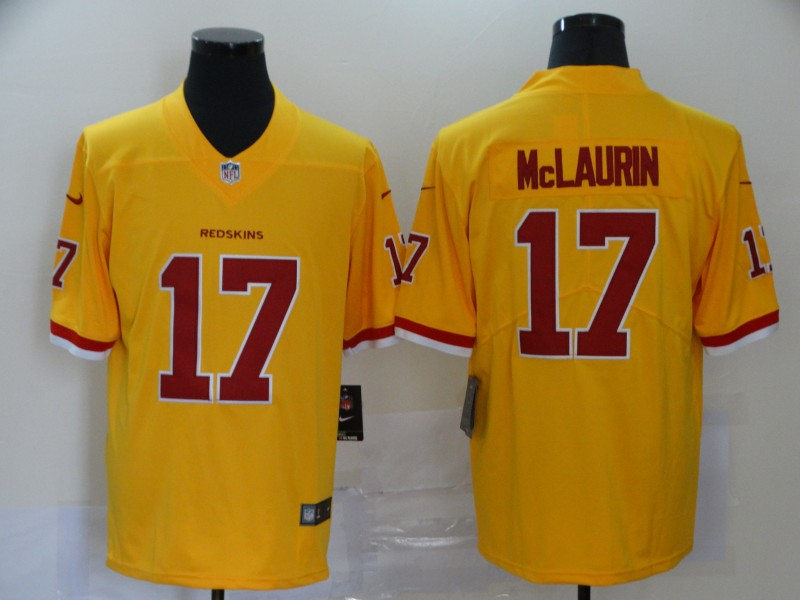 Mens Washington Football Team #17 Terry McLaurin Nike Gold Color Rush Football Jersey