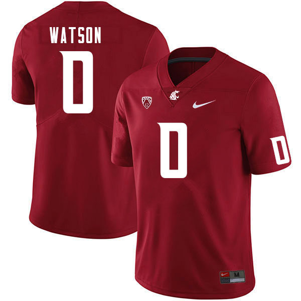Mens Washington State Cougars #0 Jaylen Watson Nike Crimson College Football Game Jersey 