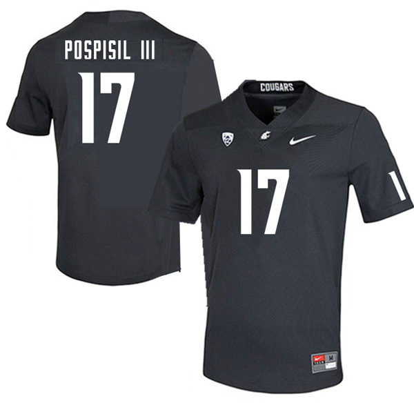 Mens Washington State Cougars #17 Billy Pospisil III Nike Charcoal College Football Game Jersey
