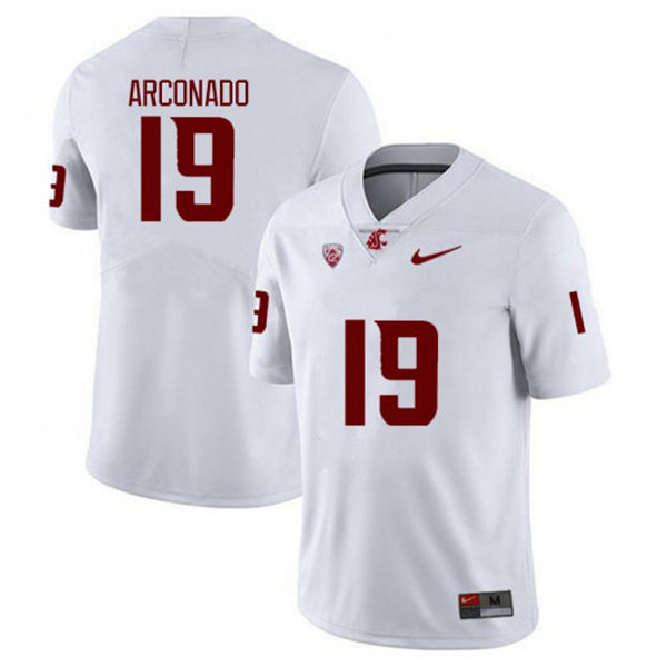 Mens Washington State Cougars #19 Brandon Arconado Nike White College Football Game Jersey 