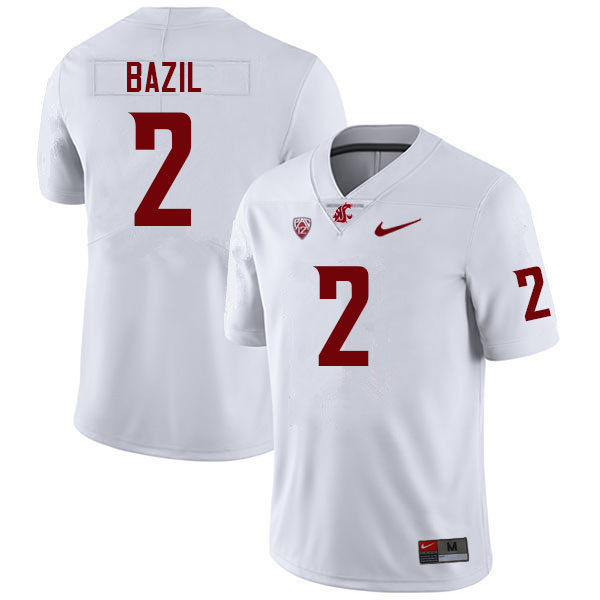 Mens Washington State Cougars #2 Jouvensly Bazil Nike White College Football Game Jersey