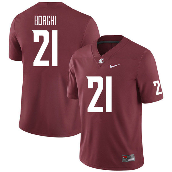 Mens Washington State Cougars #21 Max Borghi Nike Crimson College Football Game Jersey