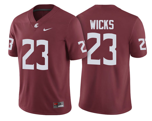 Mens Washington State Cougars #23 Gerard Wicks Nike Crimson College Football Game Jersey 