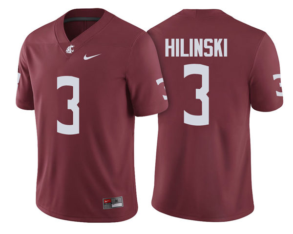 Mens Washington State Cougars #3 Tyler Hilinski Nike Crimson College Football Game Jersey 
