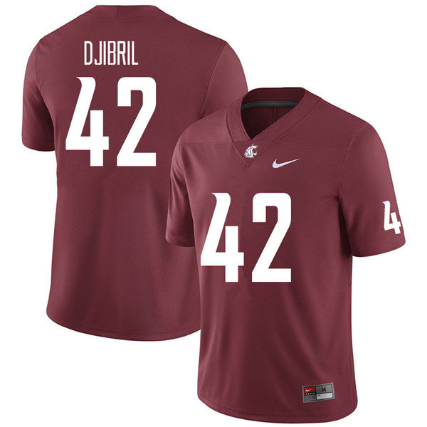 Mens Washington State Cougars #42 Halid Djibril Nike Crimson College Football Game Jersey 