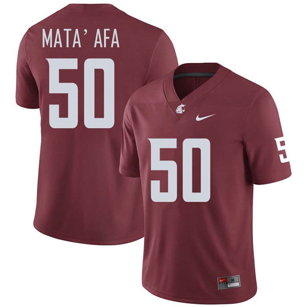 Mens Washington State Cougars #50 Hercules Mata'afa Nike Crimson College Football Game Jersey 