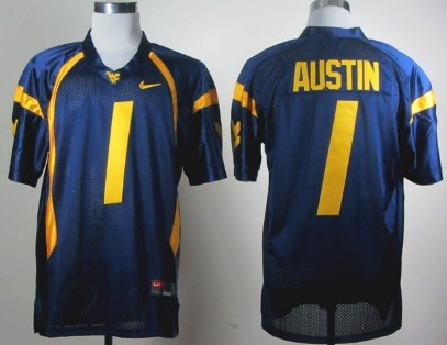 Mens West Virginia Mountaineers #1 Tavon Austin Navy Nike College Football Jersey