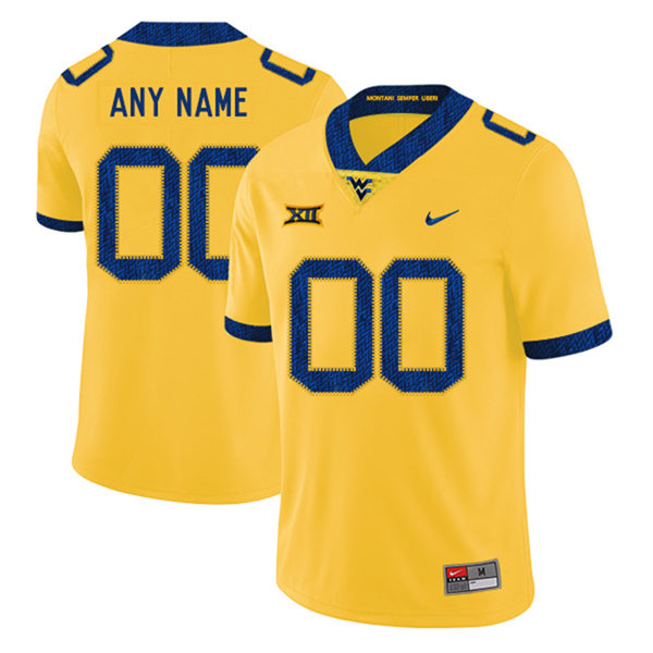 Mens West Virginia Mountaineers Custom Gold Nike 2020 Game Football Jersey