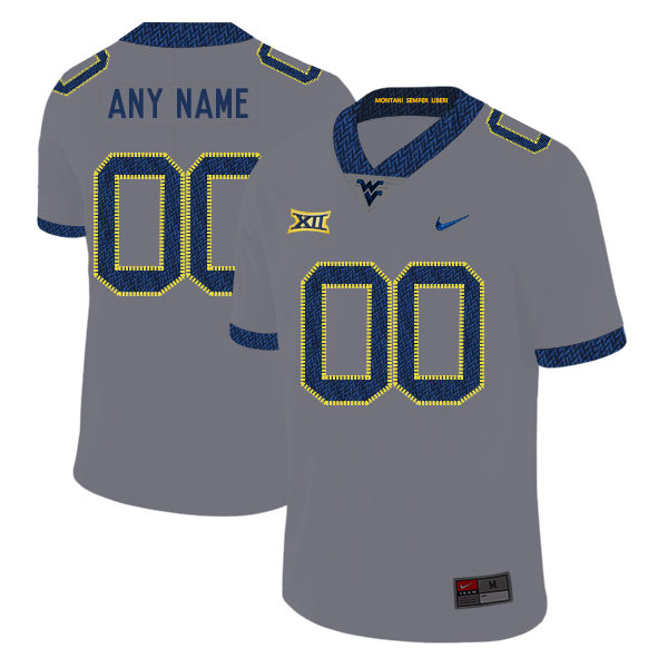 Mens West Virginia Mountaineers Custom Grey Nike 2020 Game Football Jersey