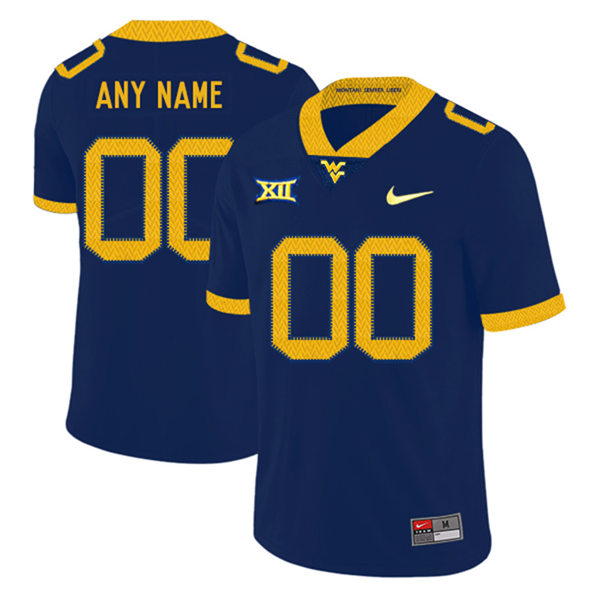 Mens West Virginia Mountaineers Custom Navy Nike 2020 Game Football Jersey