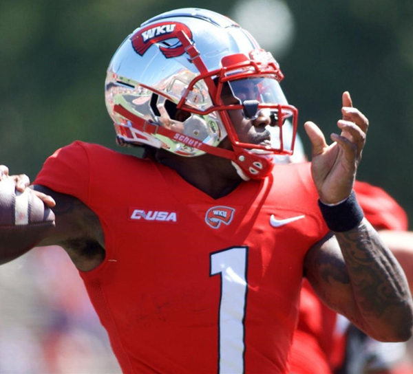 Mens Western Kentucky Hilltoppers #1 Tyrrell Pigrome Nike 2020 Red College Football Game Jersey 