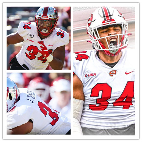 Mens Western Kentucky Hilltoppers #34 Juwuan Jones Nike 2020 White College Football Game 