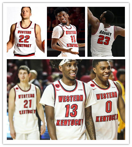 Mens Western Kentucky Hilltoppers Custom Kylen Milton Isaiah Cozart Mike Wells Chris Marcus Jim McDaniels Nike White Basketball Jersey 