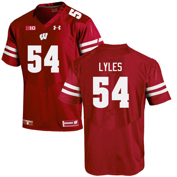 Mens Wisconsin Badger #54 Kayden Lyles Under Armour Red College Football Game Jersey