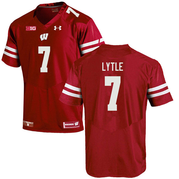 Mens Wisconsin Badger #7 Spencer Lytle Under Armour Red College Football Game Jersey
