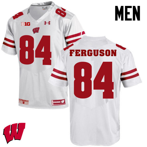 Mens Wisconsin Badger #84 Jake Ferguson Under Armour White College Football Game Jersey