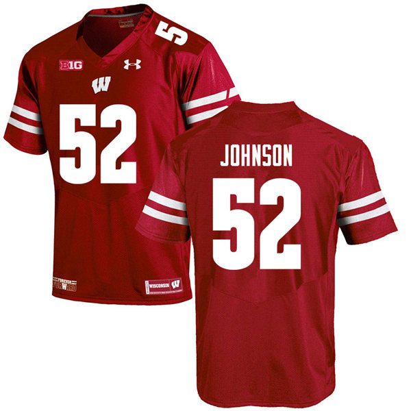 Mens Wisconsin Badgers #52 Kaden Johnson Under Armour Red College Football Game Jersey