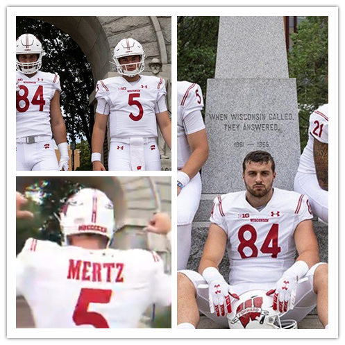 Mens Wisconsin Badgers Custom Titus Toler Graham Mertz Logan Brown Jack Sanborn Under Armour White 2021 SHAMROCK SERIES Football Jersey 