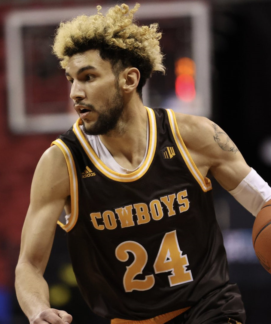 Mens Wyoming Cowboys #24 Hunter Maldonado Brown Adidas Basketball Jersey