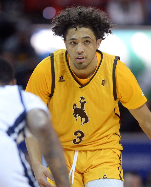 Mens Wyoming Cowboys #3 Kwane Marble II 2018 Gold Team Logo Adidas Basketball Jersey