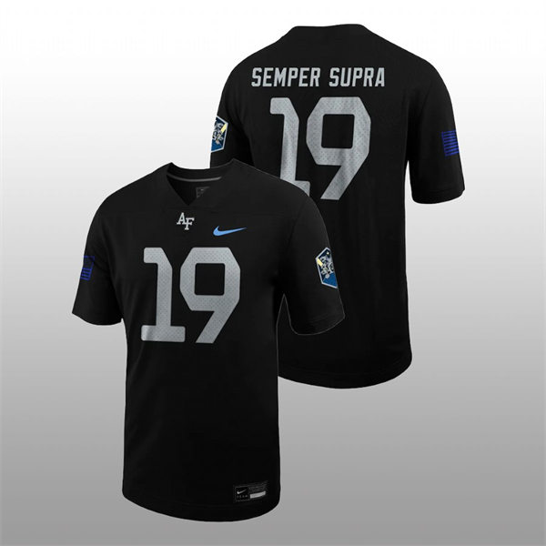 Mens Youth Air Force Falcons #19 Semper Supar Nike Space Force Rivalry Alternate Game Football Jersey - Black 