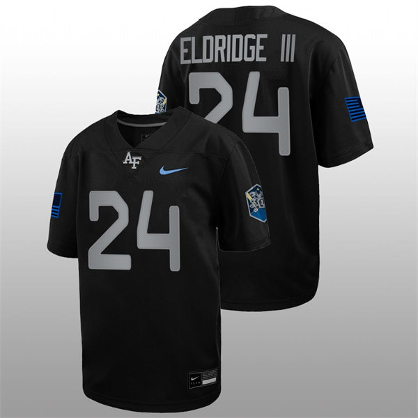 Mens Youth Air Force Falcons #24 John Lee Eldridge III Nike Space Force Rivalry Alternate Game Football Jersey - Black 