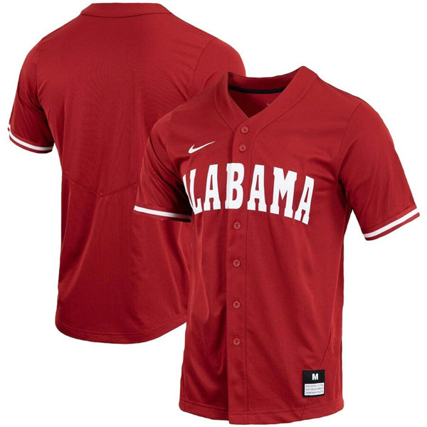 Mens Youth Alabama Crimson Tid Blank Full Button Crimson College Baseball Team Jersey