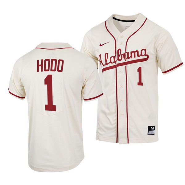 Mens Youth Alabama Crimson Tide #1 Will Hodo Natural College Baseball Limited Jerseys