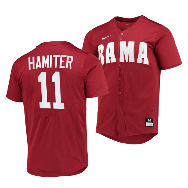 Mens Youth Alabama Crimson Tide #11 William Hamiter 2020 Crimson BAMA College Baseball Limited Jerseys