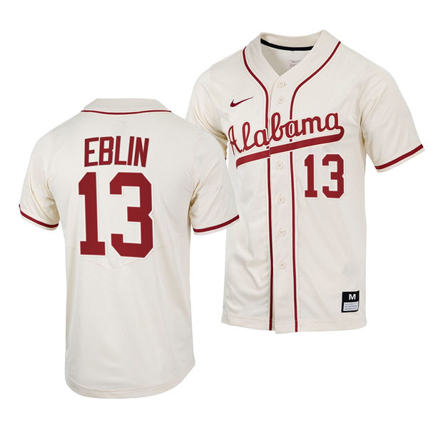 Mens Youth Alabama Crimson Tide #13 Bryce Eblin Natural College Baseball Limited Jersey
