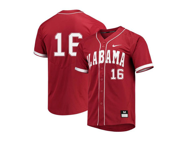 Mens Youth Alabama Crimson Tide #16 Owen Diodati Full Button Crimson College Baseball Game Jerseys