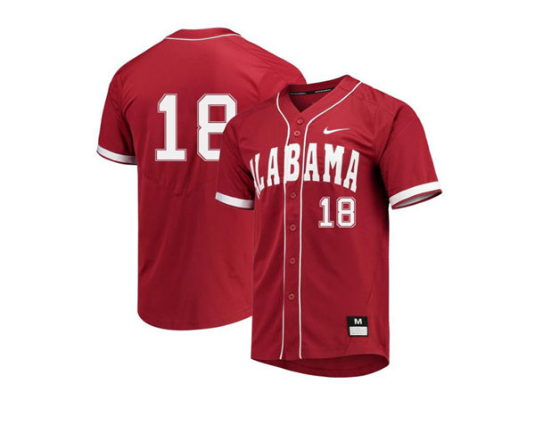 Mens Youth Alabama Crimson Tide #18 Drew Williamson Full Button Crimson College Baseball Game Jerseys
