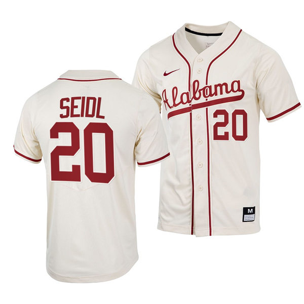 Mens Youth Alabama Crimson Tide #20 Tommy Seidl Natural College Baseball Limited Jersey