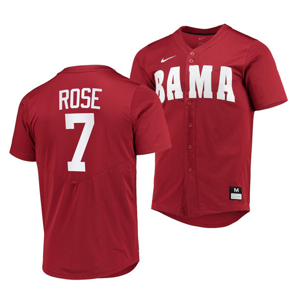 Mens Youth Alabama Crimson Tide #7 Caden Rose 2020 Crimson BAMA College Baseball Limited Jersey