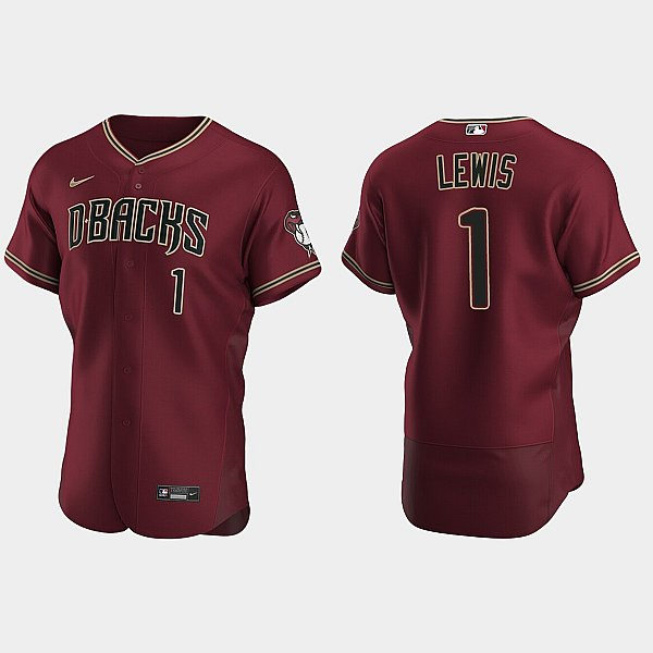 Mens Youth Arizona Diamondbacks #1 Kyle Lewis Nike Crimson Alternate FlexBase Jersey