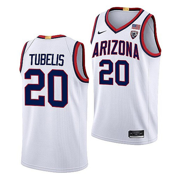 Mens Youth Arizona Wildcats #20 Tautvilas Tubelis Nike White 2022-23 College Basketball Game Jersey 