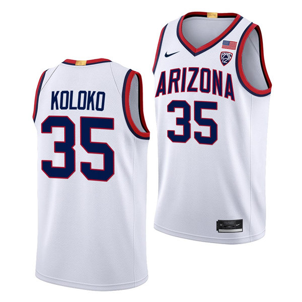 Mens Youth Arizona Wildcats #35 Christian Koloko Nike White 2022-23 College Basketball Game Jersey 
