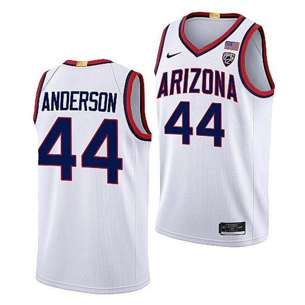 Mens Youth Arizona Wildcats #44 Dylan Anderson Nike White 2022-23 College Basketball Game Jersey 