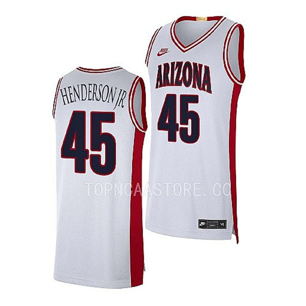 Mens Youth Arizona Wildcats #45 Cedric Henderson Jr. 2023 White Basketball Limited Retro Jersey 