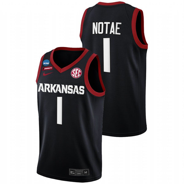 Mens Youth Arkansas Razorbacks #1 JD Notae Black College Basketball Game Jersey
