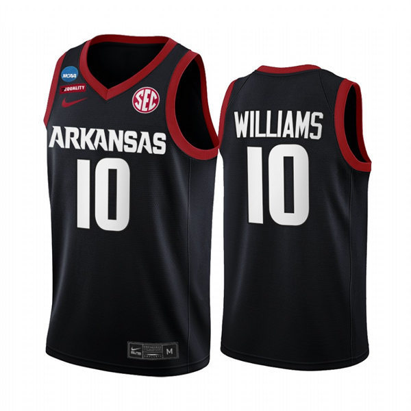 Mens Youth Arkansas Razorbacks #10 Jaylin Williams Black College Basketball Game Jersey