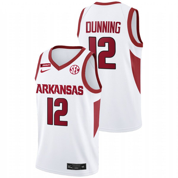 Mens Youth Arkansas Razorbacks #12 Barry Dunning White Home College Basketball Game Jersey