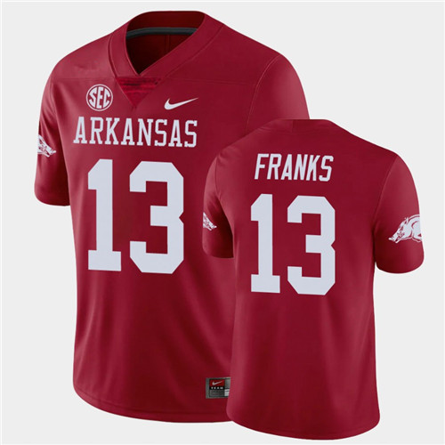 Mens Youth Arkansas Razorbacks #13 Feleipe Franks Nike 2020 Cardinal College Football Jersey
