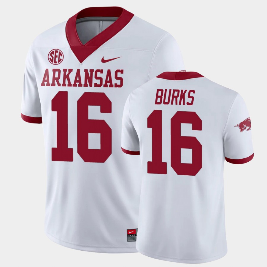 Mens Youth Arkansas Razorbacks #16 Treylon Burks Nike 2020 White College Football Jersey