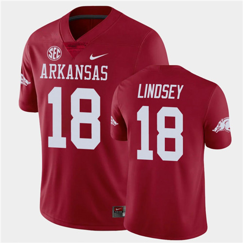 Mens Youth Arkansas Razorbacks #18 Jack Lindsey Nike 2020 Cardinal College Football Jersey