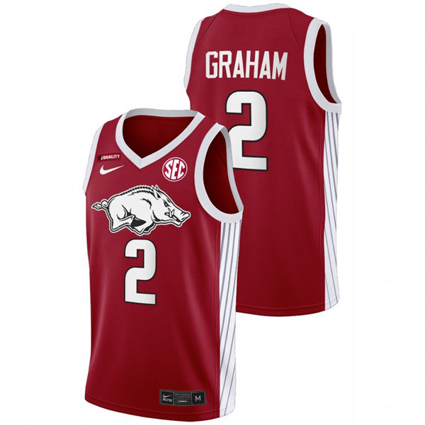 Mens Youth Arkansas Razorbacks #2 Jalen Graham Cardinal College Basketball Primary Special Edition